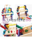 Детска дървена работилница с инструменти